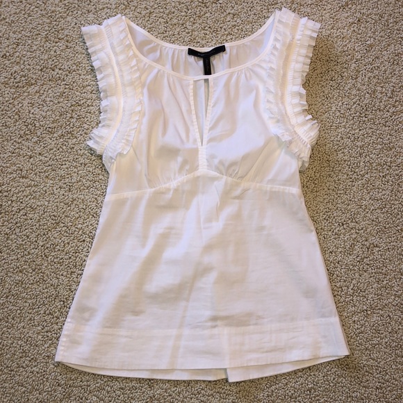 BCBG White ruffle keyhole sleeveless top blouse - Picture 1 of 4